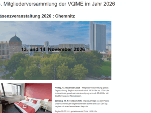 2P | Ehepaar-Ticket VQME Mitgliederversammlung 2026 (2 Personen inkl. 1 Übernachtung gemeinsam im Doppelzimmer)